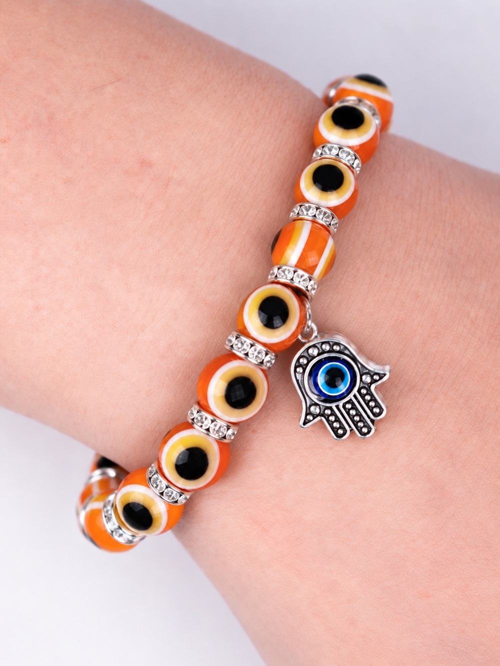 Orange Evil Eye Protection Bracelet With Charm NWT